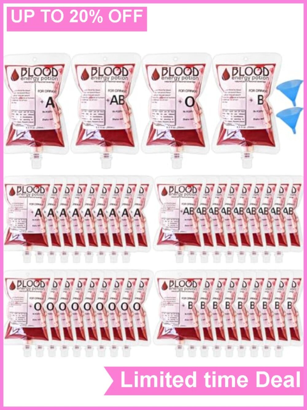 40 Pack Halloween Blood Bags for Drinks 8.5oz Reusable Food Grade PVC Drink